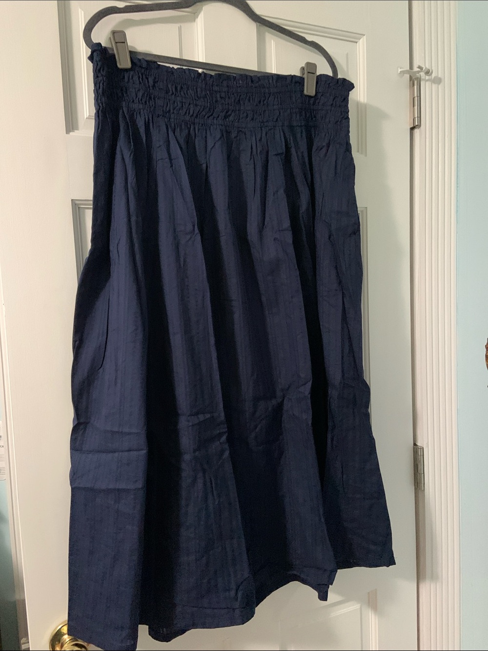 Navy Blue Cotton Long Skirt with Pockets XL Tall NWT